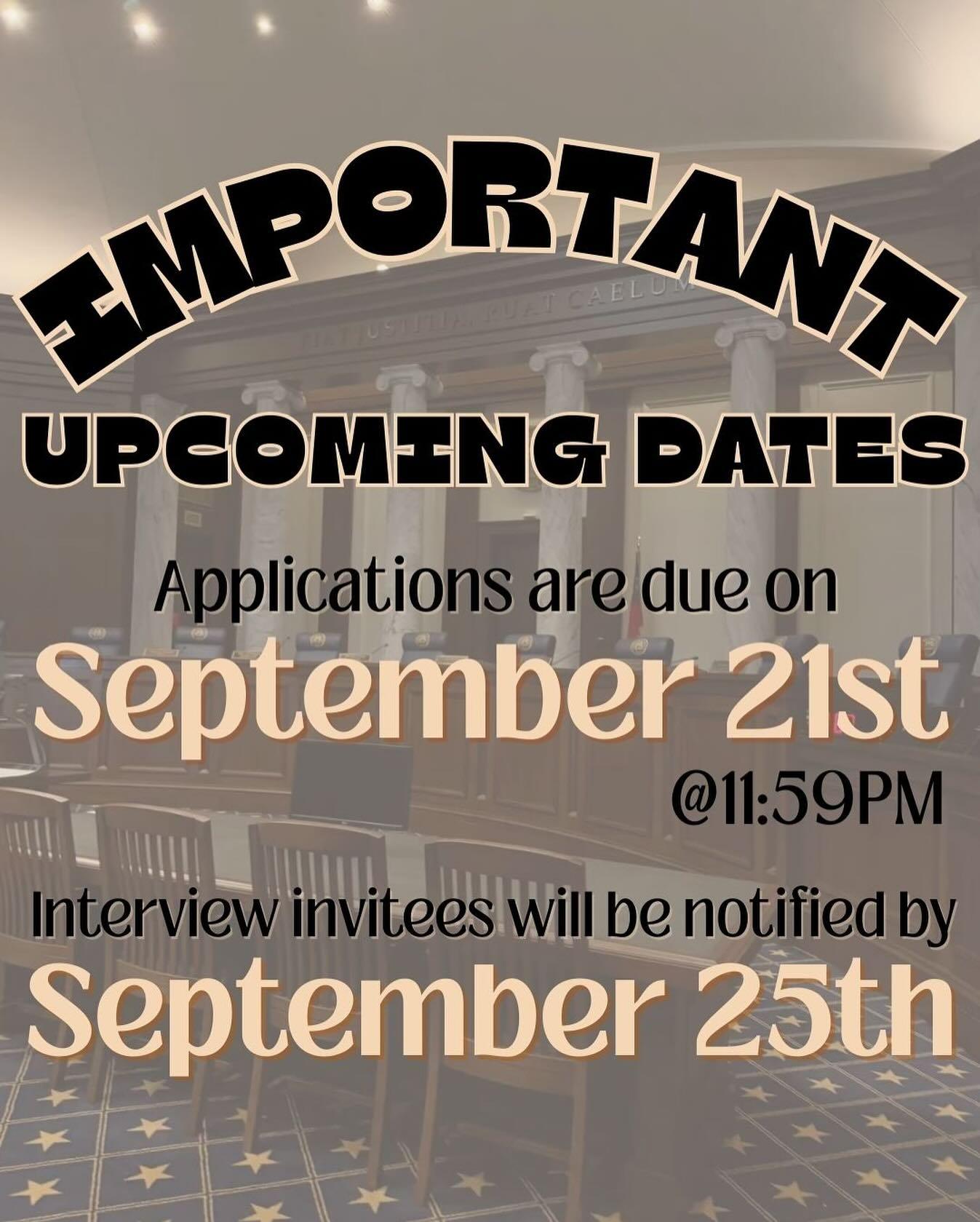 Important recruitment dates graphic for Fall 2025