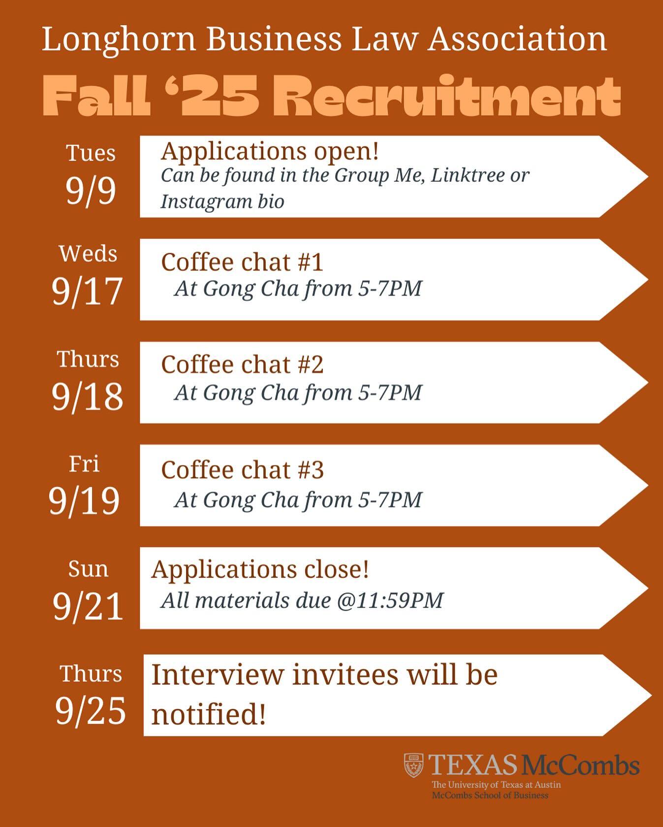Fall 2025 recruitment schedule graphic
