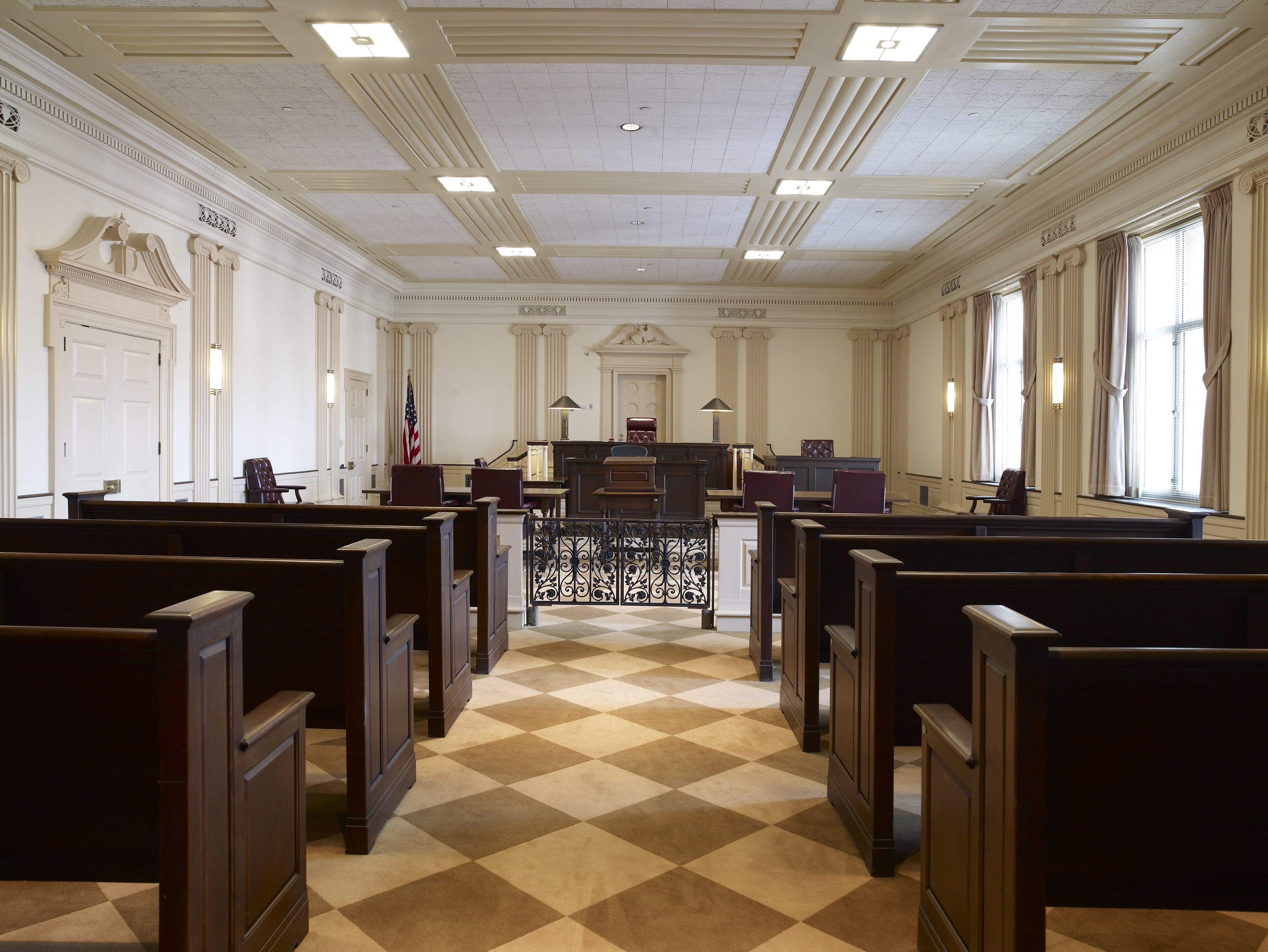 The empty courtroom of the U.S. Custom House in Philadelphia